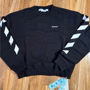 Off-White Black Crewneck Sweater with White Accents